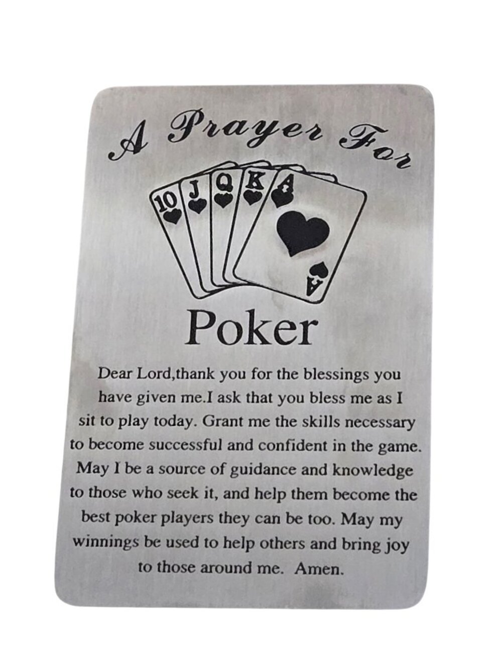 3/$20 NIP | A Prayer For Poker Engraved Metal Wallet Card Lucky Charm